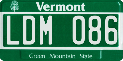 VT license plate LDM086