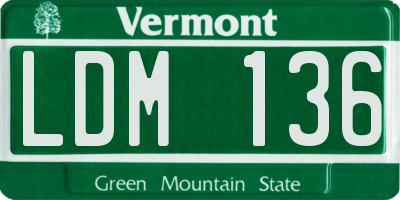 VT license plate LDM136