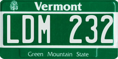 VT license plate LDM232