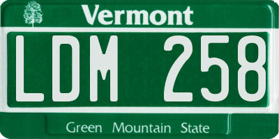VT license plate LDM258