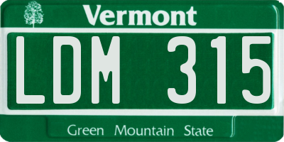 VT license plate LDM315