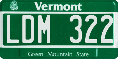 VT license plate LDM322