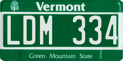 VT license plate LDM334
