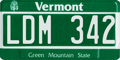 VT license plate LDM342