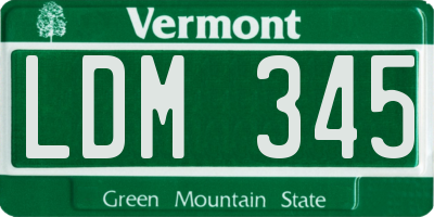 VT license plate LDM345