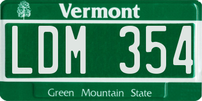VT license plate LDM354
