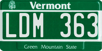 VT license plate LDM363