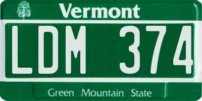 VT license plate LDM374