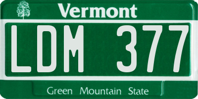 VT license plate LDM377
