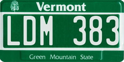 VT license plate LDM383