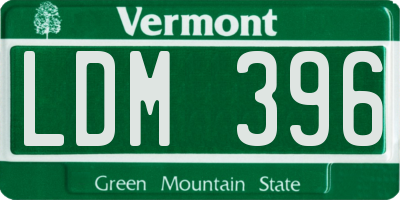 VT license plate LDM396