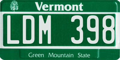 VT license plate LDM398