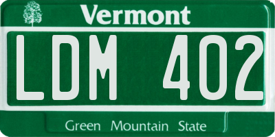 VT license plate LDM402