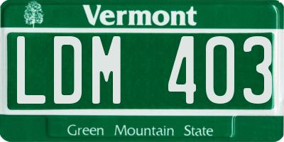VT license plate LDM403