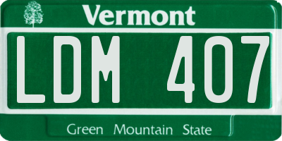 VT license plate LDM407
