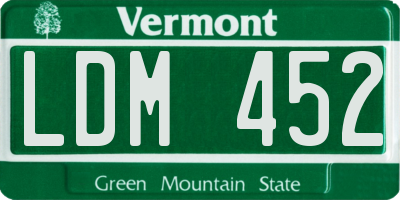 VT license plate LDM452