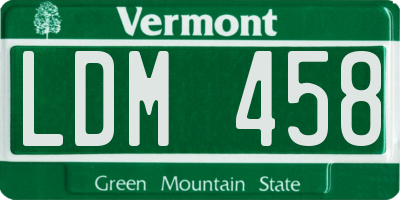 VT license plate LDM458