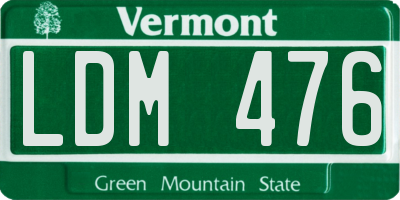 VT license plate LDM476