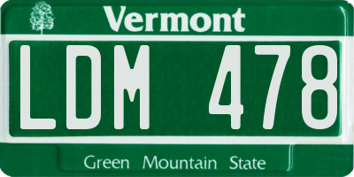 VT license plate LDM478