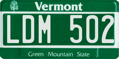VT license plate LDM502