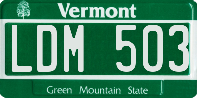 VT license plate LDM503