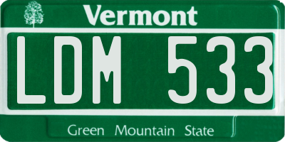 VT license plate LDM533