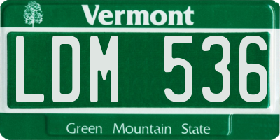 VT license plate LDM536