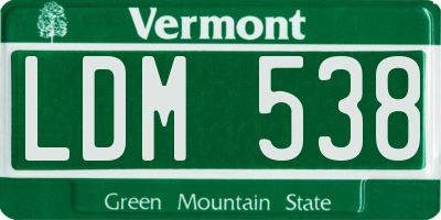 VT license plate LDM538