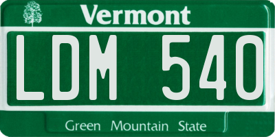 VT license plate LDM540