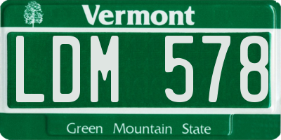 VT license plate LDM578