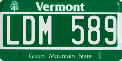VT license plate LDM589