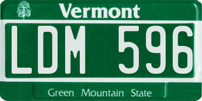 VT license plate LDM596