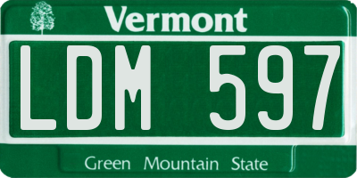 VT license plate LDM597