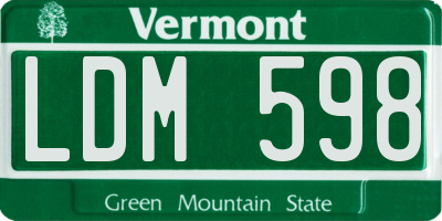 VT license plate LDM598
