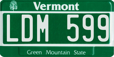VT license plate LDM599