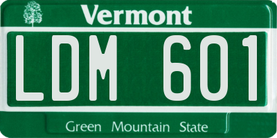 VT license plate LDM601