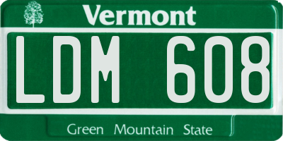 VT license plate LDM608