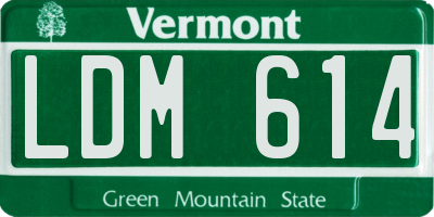 VT license plate LDM614