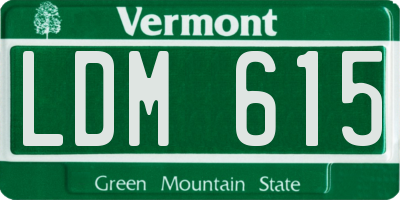 VT license plate LDM615