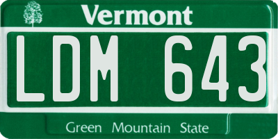 VT license plate LDM643