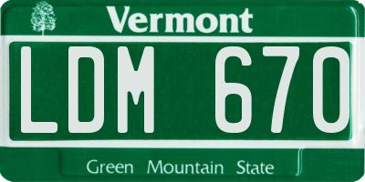 VT license plate LDM670