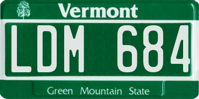 VT license plate LDM684