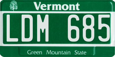 VT license plate LDM685