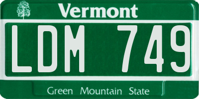 VT license plate LDM749
