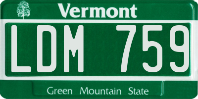 VT license plate LDM759