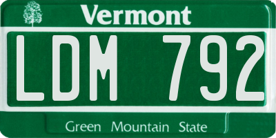 VT license plate LDM792