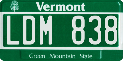 VT license plate LDM838