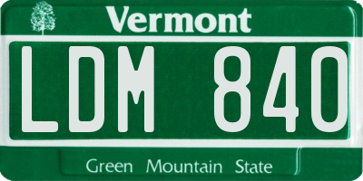 VT license plate LDM840
