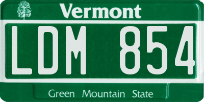 VT license plate LDM854