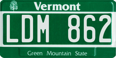 VT license plate LDM862